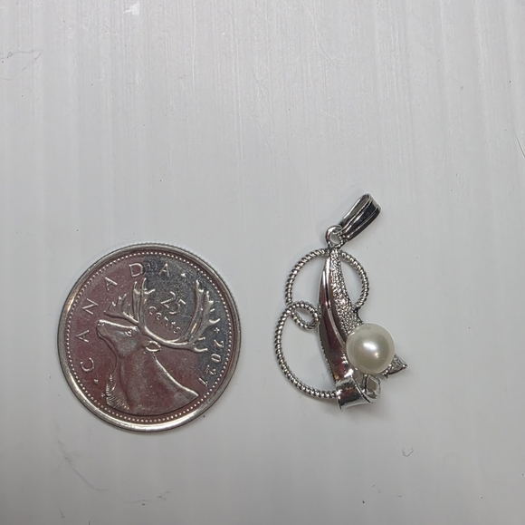 modernist retro Japanese saltwater cultured akoya vintage pearl pendant - Picture 4 of 6